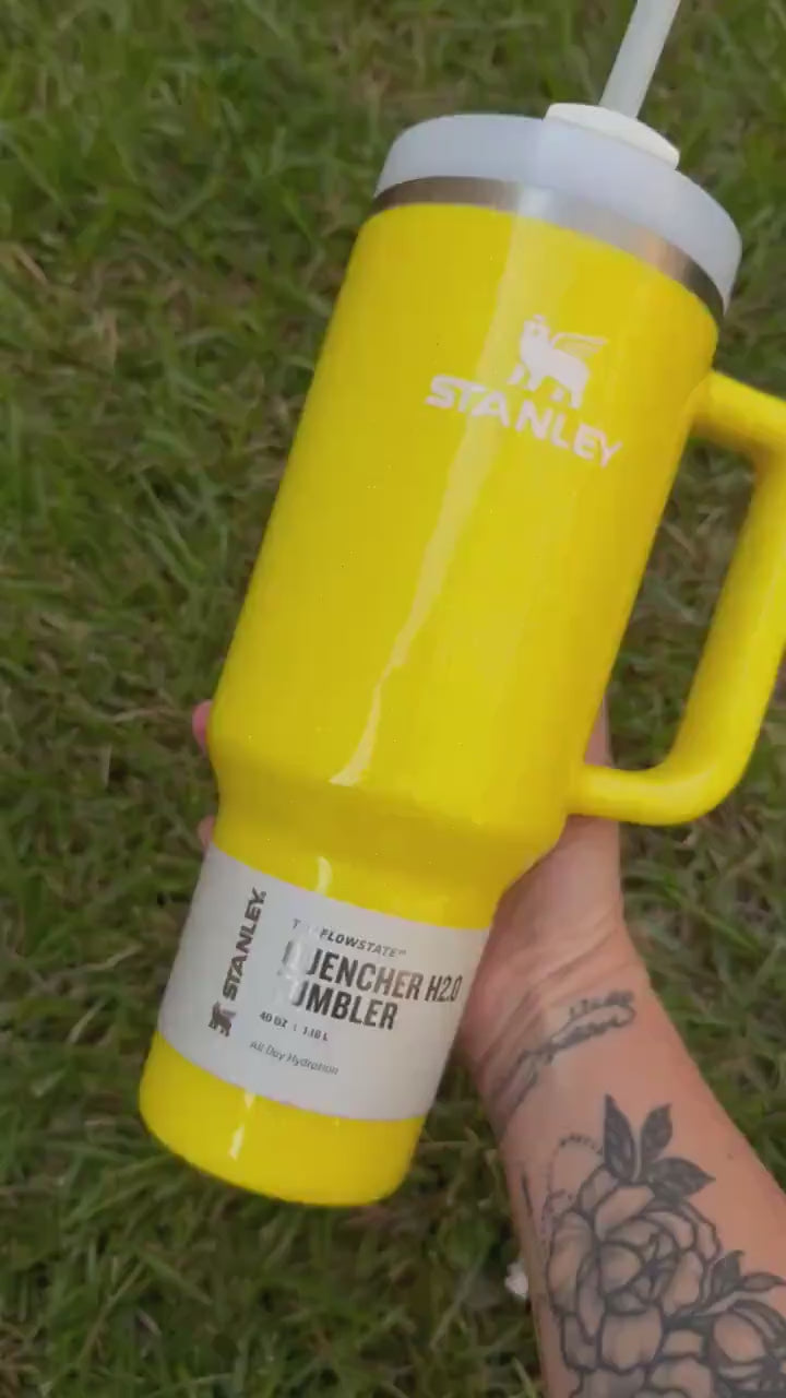 Yellow Glitter Stanley Tumbler: Solid sun Yellow Sparkle tumbler