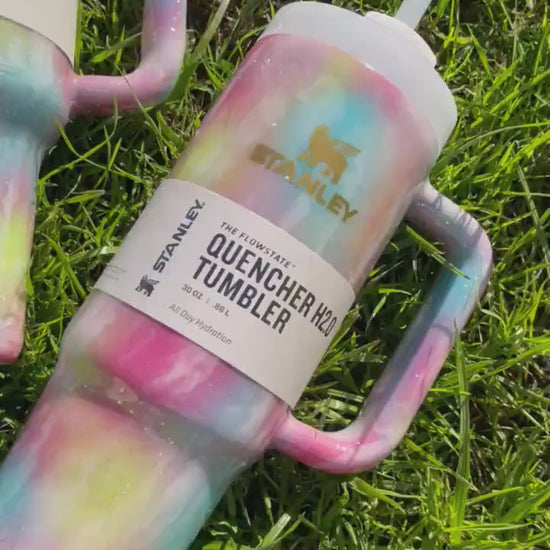 Custom Glitter Milky Way Tie Dye Stanley Tumbler