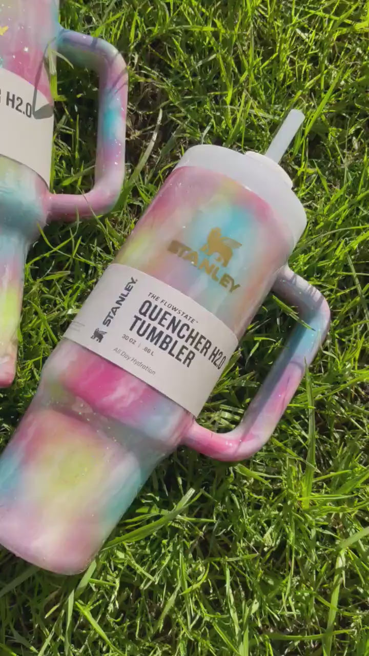 Custom Glitter Milky Way Tie Dye Stanley Tumbler