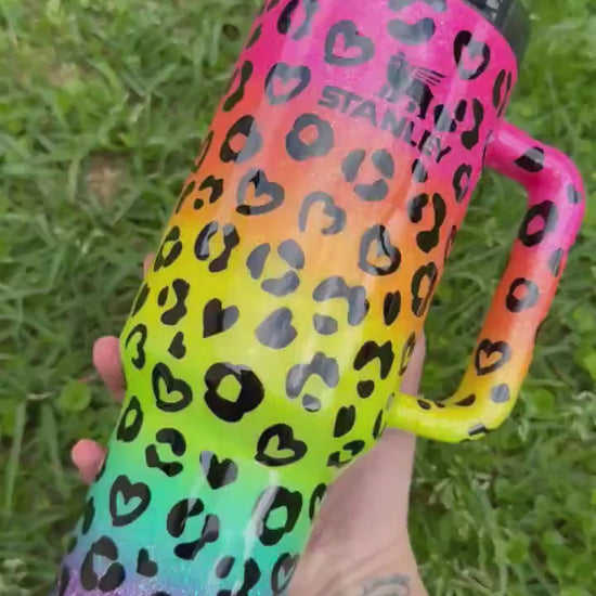 Rainbow Leopard Tumbler: Rainbow Leopard Glitter, Personalized